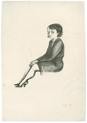 Bild des Verkufers fr Sitzendes Mdchen, nach links gewandt, den Betrachter anblickend. zum Verkauf von Galerie Joseph Fach GmbH