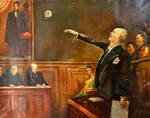 Lawyer Addressing the Bench with Portrait of Lincoln