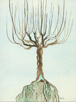 Untitled Watercolor. (Tree & Roots).