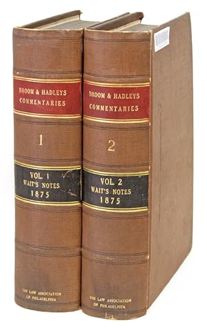 Bild des Verkufers fr Commentaries on the Laws of England. 2 Vols. Albany, NY. 1875 zum Verkauf von The Lawbook Exchange, Ltd., ABAA  ILAB