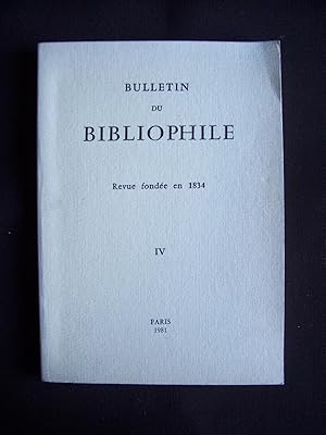 Image du vendeur pour Bulletin du bibliophile - N4 1981 mis en vente par Librairie Ancienne Zalc