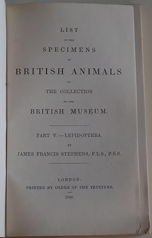 List of the specimens of British animals in the collection of the British Museum. V: Lepidoptera