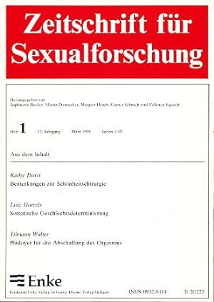 Imagen del vendedor de Zeitschrift fr Sexualforschung. 12. Jahrgang, 1999, Heft 1. Mit Gunter Schmidt und Volkmar Sigusch. a la venta por Fundus-Online GbR Borkert Schwarz Zerfa