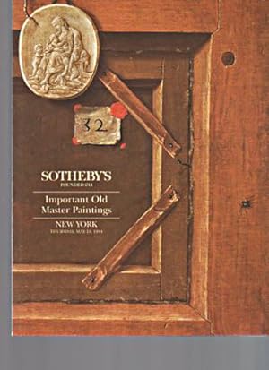 Seller image for Sothebys 1994 Important Old Master Paintings for sale by thecatalogstarcom Ltd