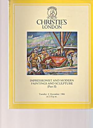 Seller image for Christies 1984 Impressionist & Modern Paintings, Sculpture Pt II for sale by thecatalogstarcom Ltd