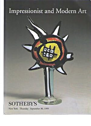 Seller image for Sothebys September 1999 Impressionist & Modern Art for sale by thecatalogstarcom Ltd