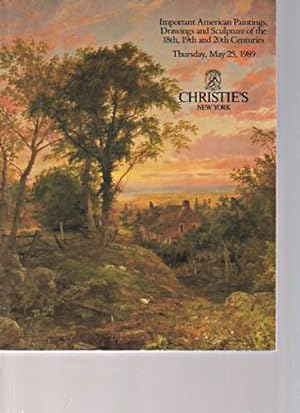 Seller image for Christies 1989 Important American Paintings 18th - 20th C for sale by thecatalogstarcom Ltd