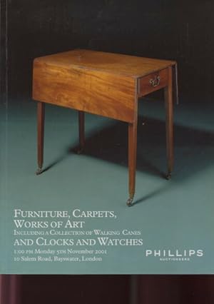 Phillips 2001 Furniture, Collection of Walking Canes, Clocks