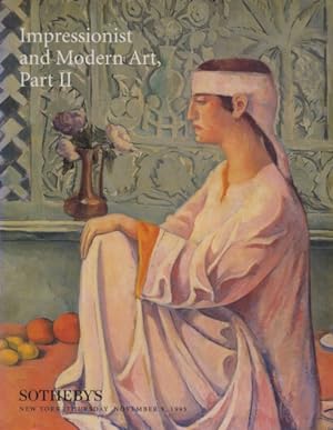 Seller image for Sothebys November 1995 Impressionist and Modern Art Part II for sale by thecatalogstarcom Ltd