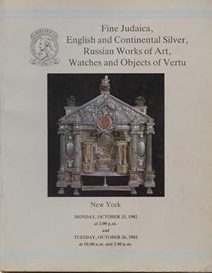 Christies October 1982 Fine Judaica, English & Continental Silver, Russian WoA