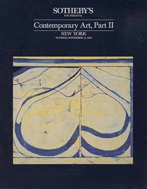 Seller image for Sothebys November 1986 Contemporary Art, Part II for sale by thecatalogstarcom Ltd