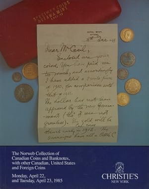 Christies 1985 Norweb Collection of Canadian Coins & Banknotes .