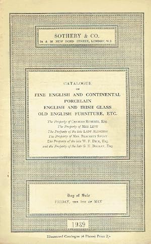 Sothebys May 1939 English & Continental Porcelain, Glass and English Furniture