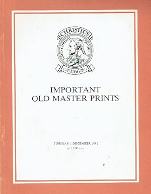 Christies December 1981 Important Old Master Prints