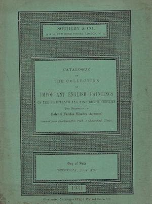 Sothebys July 1934 Important English Paintings of The 18th and 19th Century