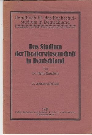 Image du vendeur pour Das Studium der Theaterwissenschaft in Deutschland. Handbuch fr das Hochschulstudium in Deutschland. mis en vente par Antiquariat Carl Wegner