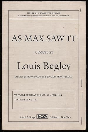 Seller image for As Max Saw It for sale by Between the Covers-Rare Books, Inc. ABAA