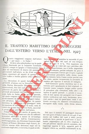 Il traffico marittimo dei passeggeri dall'Estero verso l'Italia nel 1927.