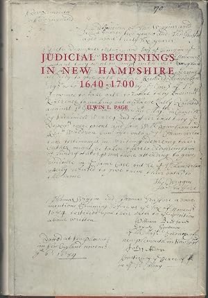 Seller image for Judicial Beginnings in New Hampshire 1640-1700 for sale by Dorley House Books, Inc.