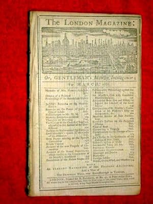 Bild des Verkufers fr The London Magazine or Gentleman's Monthly Intelligence, March 1771, inc Engravings of Mrs Frances Abington & The Dropping Well at Knaresborough, + The Benevolent Society, Lord Mansfield Speech in the Cause of the Dissenters, the Spanish Convention, Etc zum Verkauf von Tony Hutchinson