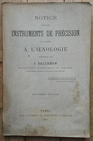 Immagine del venditore per NOTICE sur les INSTRUMENTS de PRCISION appliqus  l'OENOLOGIE venduto da Liseronsblancs