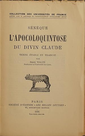 Imagen del vendedor de L'Apocolonquintose du Divin Claude a la venta por Chesil Books