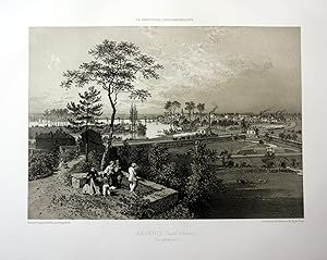 Bild des Verkufers fr Ancenis" - Ancenis vue generale Loire Bretagne France estampe Lithographie lithograph zum Verkauf von Antiquariat Steffen Vlkel GmbH