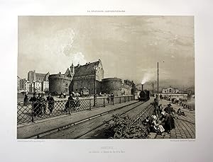 Bild des Verkufers fr Nantes" - Nantes Chateau chemin de fer Bretagne France estampe Lithographie lithograph zum Verkauf von Antiquariat Steffen Vlkel GmbH