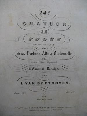 BEETHOVEN Quatuor No 14 Grande Fugue 2e Violon ca1840