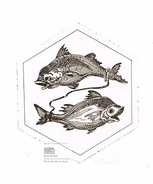Bild des Verkufers fr Tierkreiszeichen "Fische" im Sexagon. Original-Radierung, von der Knstlerin eigenhndig signiert zum Verkauf von historicArt Antiquariat & Kunsthandlung