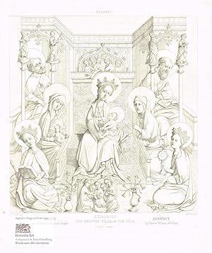 Bild des Verkufers fr Altarbild von Meister Wilhelm von Cln. Altarpiece by Master William of Cologn. Retable par Maitre Guillaume de Cologne. Radierung von Walde nach Frster und Meister Wilhelm von Cln um 1870 zum Verkauf von historicArt Antiquariat & Kunsthandlung