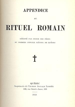 APPENDICE AU RITUEL ROMAIN