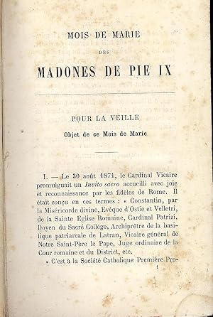 MOIS DE MARIE DES MADONES DE PIE IX