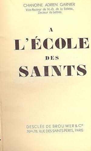 A L'ECOLE DES SAINTS