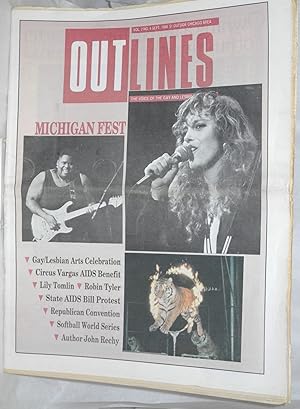 Bild des Verkufers fr OUTlines: the voice of the gay and lesbian community; [originally Chicago Outlines] vol. 2, #4, Sept. 1988: Michigan Fest [cover story] zum Verkauf von Bolerium Books Inc.