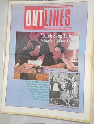 Bild des Verkufers fr OUTlines: the voice of the gay and lesbian community; [originally Chicago Outlines] vol. 2, #7, Dec. 1988: "Torch Song Trilogy" [cover story] zum Verkauf von Bolerium Books Inc.