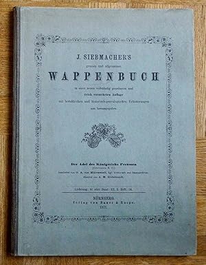 Bild des Verkufers fr J. Siebmacher`s grosses und allgemeines Wappenbuch. Der Adel des Knigreichs Preussen ( Edelleute N. O. ) Lieferung: 91 oder Band: III. 2. Heft: 14. 1871 zum Verkauf von Buecherstube Eilert, Versandantiquariat