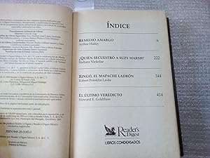 Imagen del vendedor de Remedio amargo. Quin secuestr a Suzy Marsh?. Ringo, el mapache ladrn. El ltimo veredicto. Pertenece a la biblioteca "Libros Condensados". a la venta por Librera "Franz Kafka" Mxico.