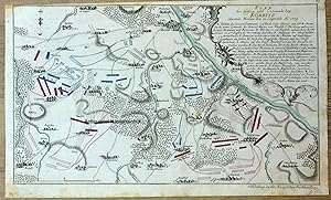 Imagen del vendedor de Plan der Action und Canonade bey Korbitz ohnweit von Meien den 21. Septemb: A. 1759, Schlachtplan. Kupferstich, auf Bttenpapier, altkoloriert a la venta por Antiquariat Kastanienhof