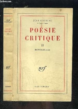 Seller image for POESIE CRITIQUE II- MONOLOGUES for sale by Le-Livre