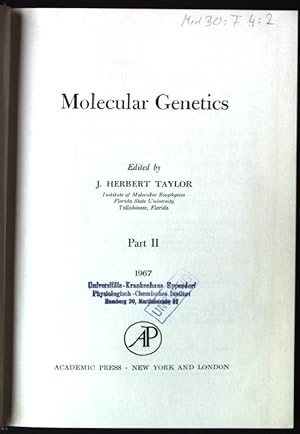 Bild des Verkufers fr Molecular Genetics, Part II Molecular Biology zum Verkauf von books4less (Versandantiquariat Petra Gros GmbH & Co. KG)