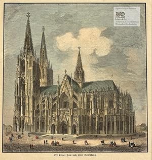 Bild des Verkufers fr Der Klner Dom nach seiner Vollendung. Ansicht des Klner Doms mit Besuchern auf dem Domplatz. Altkolorierte Xylographie von W.A. Benedict nach Bruno Strassberger 1865 zum Verkauf von historicArt Antiquariat & Kunsthandlung