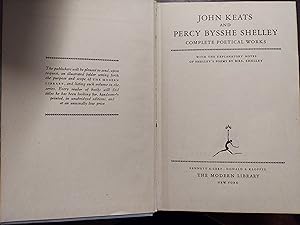Imagen del vendedor de Complete Poetical Works of John Keats and Percy Bysshe Shelley a la venta por The Book House, Inc.  - St. Louis