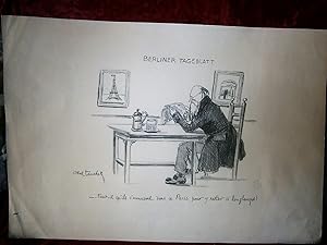 Imagen del vendedor de LITHOGRAPHIE de ABEL TRUCHET 38 x 56 cm - BERLINER TAGEBLATT " FAUT-IL QU'ILS S'AMUSENT DANS PARIS , POUR Y RESTER SI LONGTEMPS " a la venta por LA FRANCE GALANTE
