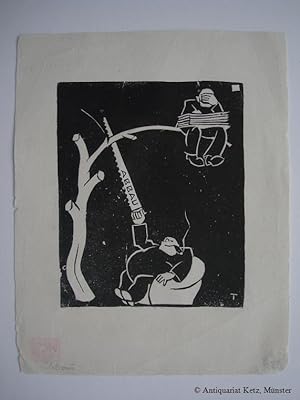Bild des Verkufers fr Abbau" - Holzschnitt. Monogrammiert. Rckseitig gestempelt "Leo Tilgner". Bildgre: 12,5 x 10 cm. zum Verkauf von Antiquariat Hans-Jrgen Ketz