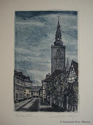 Soest, Teilansicht. Kolorierte Radierung. Vom Künstler handschriftl. signiert. Bildgröße: 27 x 17...