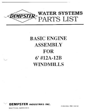 Leaflet : Dempster Water Systems Parts List : Basic Engine Assemply for 6' #12A-12B Windmills (4 ...