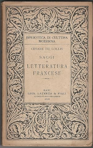 Imagen del vendedor de Saggi di letteratura francese. a la venta por Libreria Antiquaria Palatina