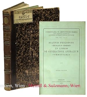 Image du vendeur pour Ioannis Philoponi (Michaelis Ephesii) in libros De generatione animalium commentaria. Consilio et auctoritate Academiae litterarum Regiae Borussicae. Edidit Michael Hayduck. mis en vente par Antiquariat MEINDL & SULZMANN OG