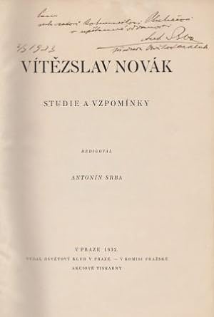 Vitezslav Novák. Studie a vzpominky [Studien und Erinnerungen].